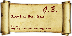 Giefing Benjámin névjegykártya